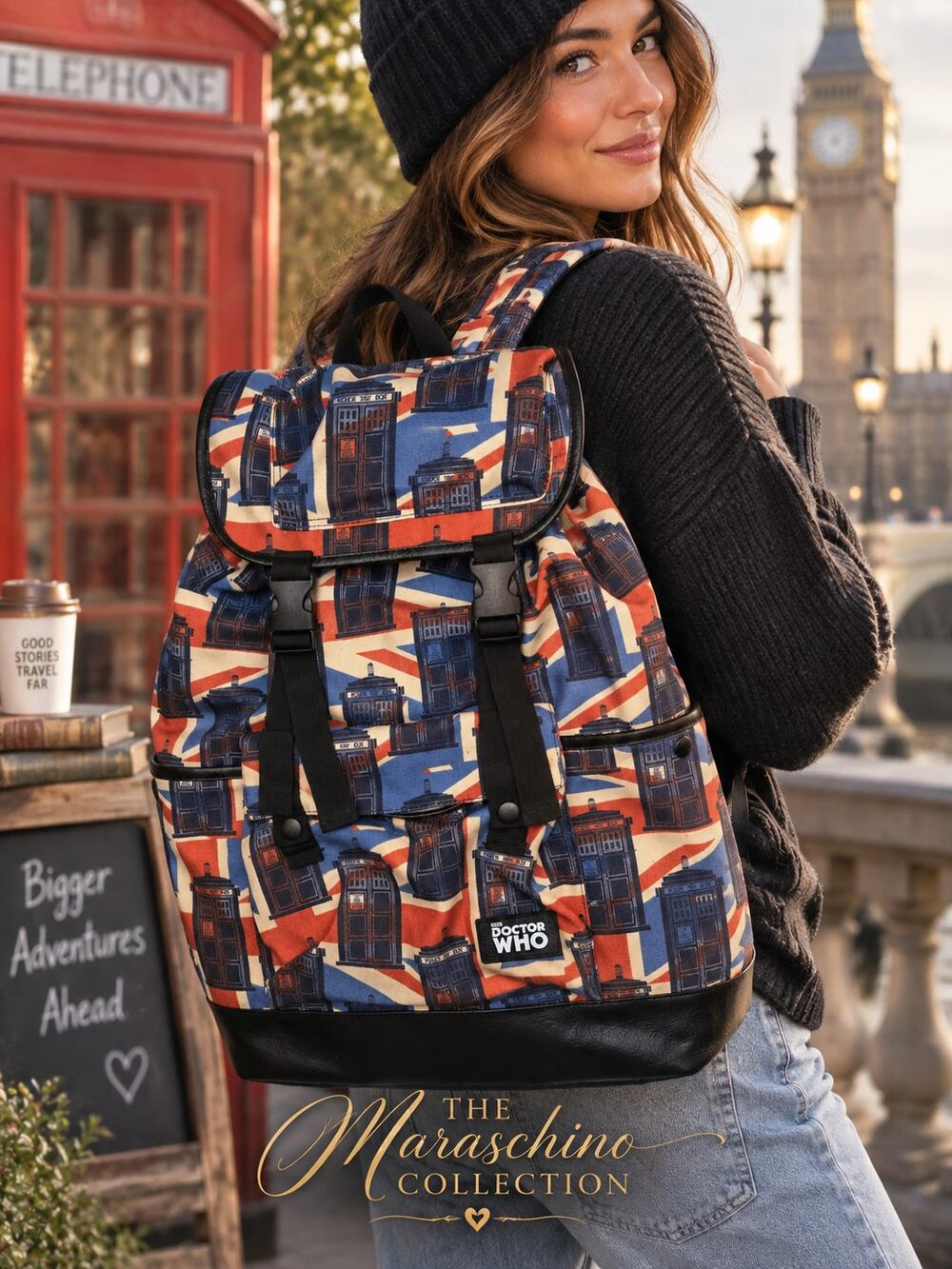 Doctor Who TARDIS Backpack Union Jack BBC Licensed 2016 Whovian Rucksack 20"
